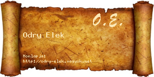 Odry Elek névjegykártya